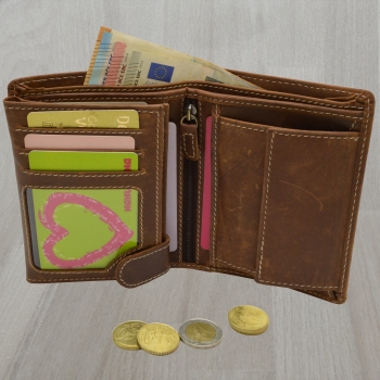 Echt Leder Portemonnaie Flügel Adler Herren Brieftasche Geldbeutel braun